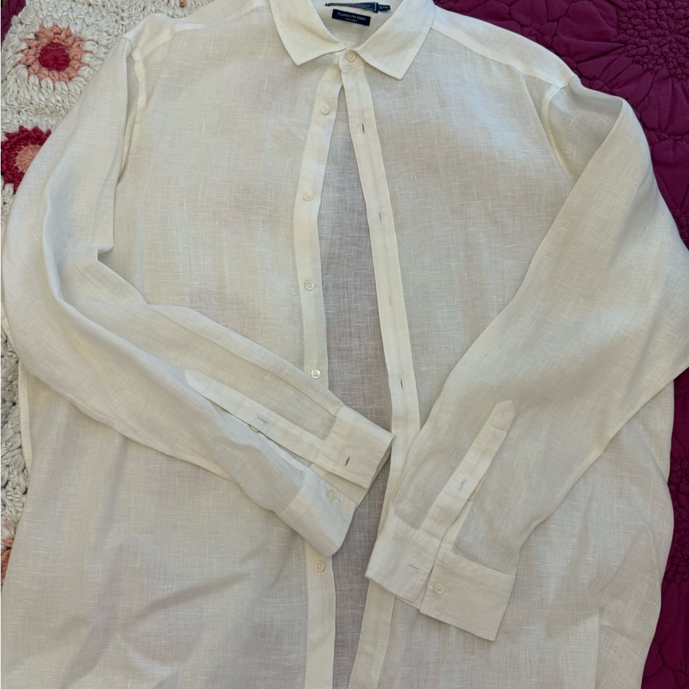Vineyard Vines Men's Cream Button Down Shirt